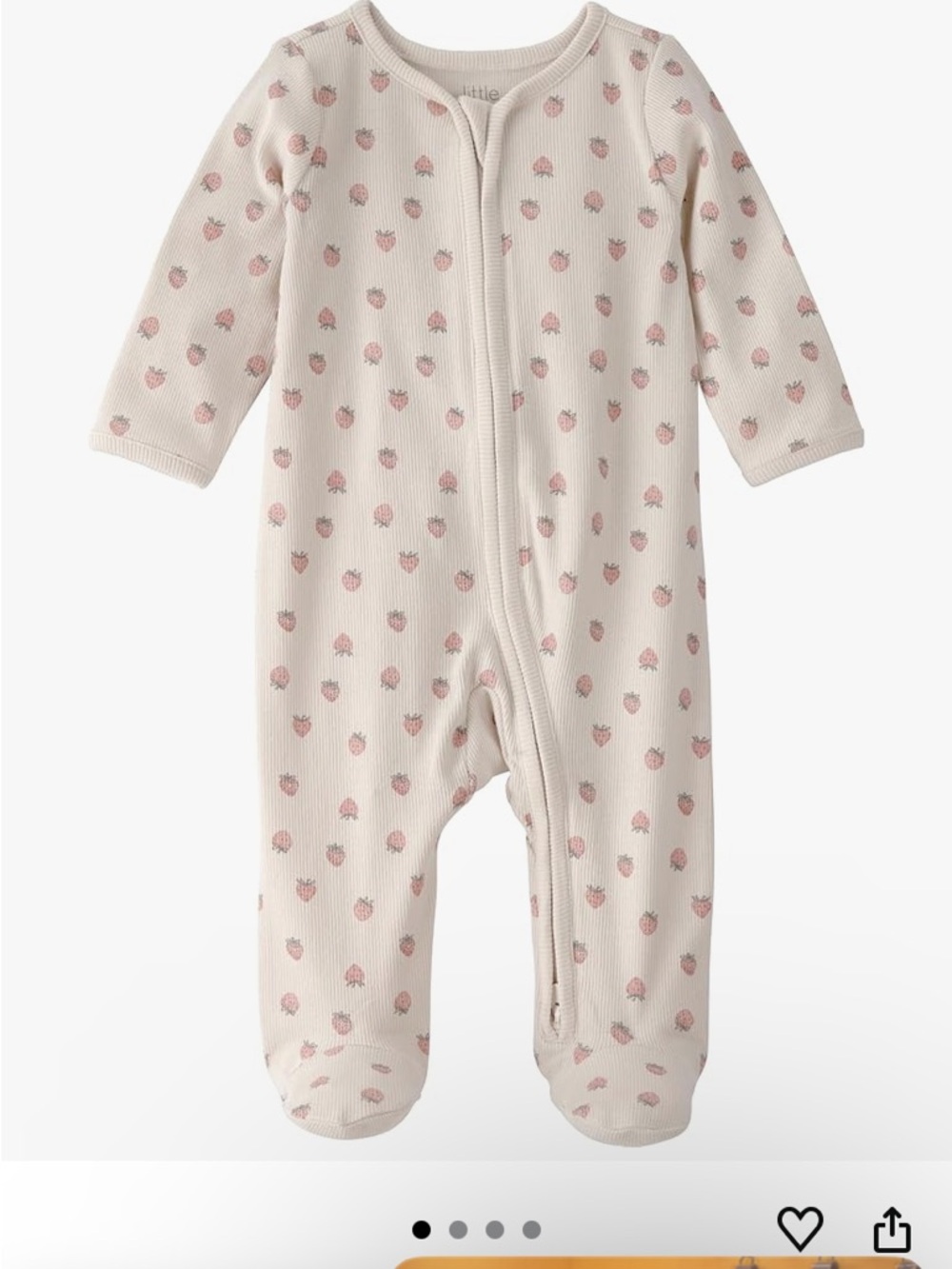 Carter's Cream Footed One-Piece with Pink Strawberry Print
